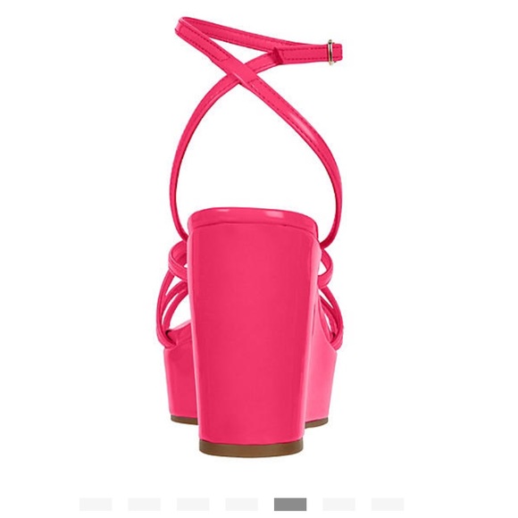 Womens Madden Girl Bright Pink Paten Wedge Size 10 - Picture 8 of 9